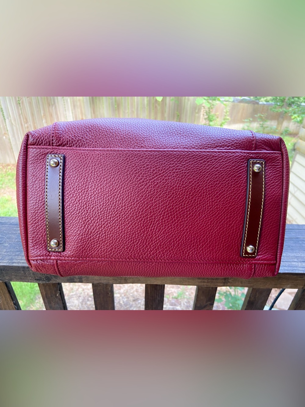 Dooney & Bourke Derby East/West Pebbled Leather Tote -Red Shoulder Bag Old Money - Picture 8 of 16